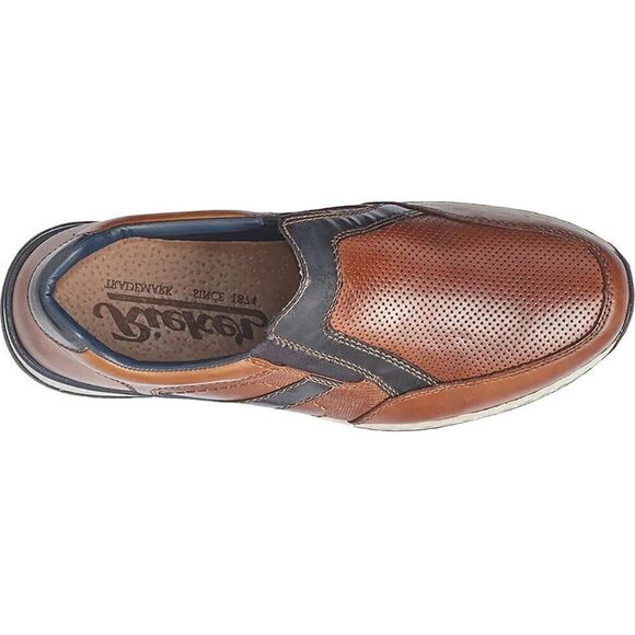 Rieker B5160-25 Casual Slip on Leather Shoes Brown Combination Men's Size US 9 - Picture 2 of 6